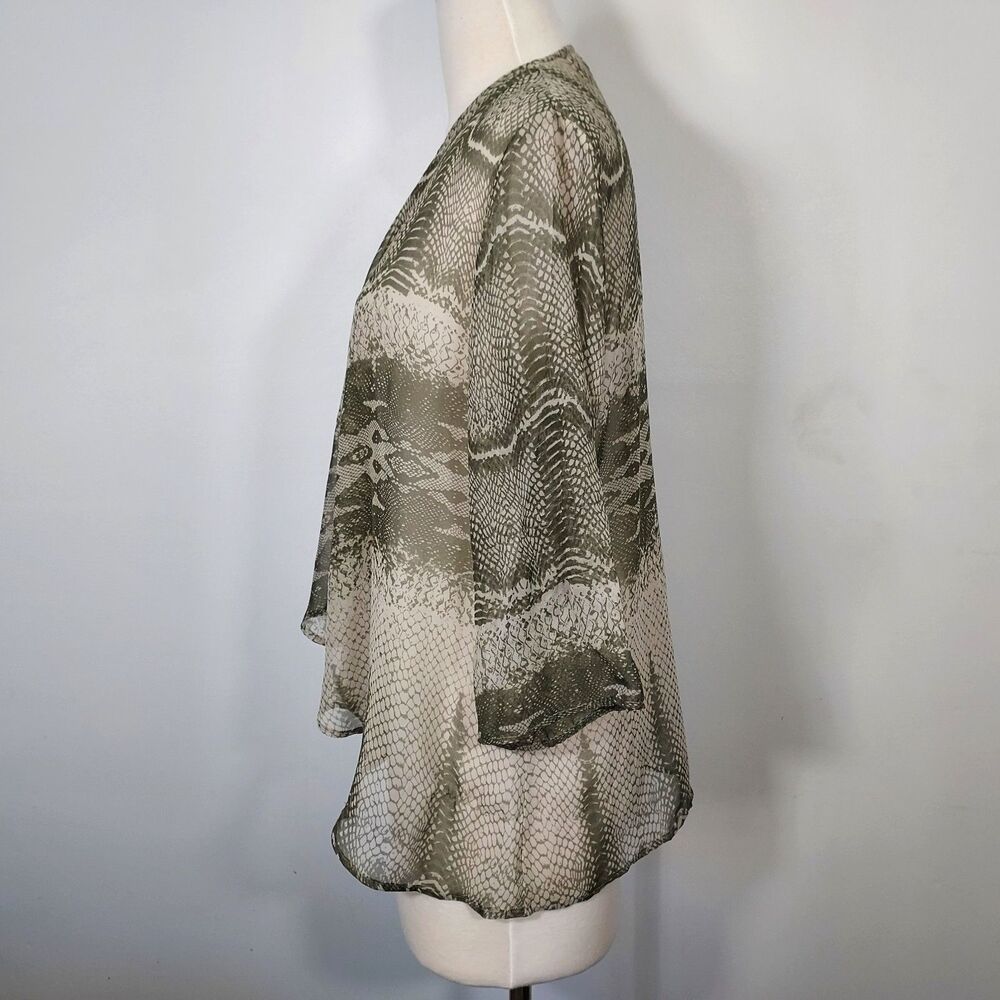 Chico's Open Front Cardigan Sheer Lightweight Snake Print Size 1 Womens Medium - Picture 4 of 12